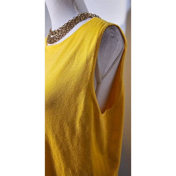 Whisper Knit By Louis Dell'Olio Womens Yellow Cardigan and Sleeveless Sweater L - Picture 8 of 10